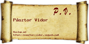 Pásztor Vidor névjegykártya